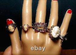 1 Victorian Mourning Hair RING Curls Under Glass Amethyst 1 Gold Filled OOAK