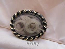 10 KT. GOLD Antique Victorian Hair Brooch Pin 1800's Mourning Jewelry