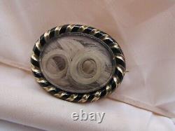 10 KT. GOLD Antique Victorian Hair Brooch Pin 1800's Mourning Jewelry