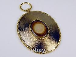 10 kt Yellow Gold Large VICTORIAN Mourning Ghost Mirror Hair Pendant A1719