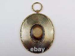 10 kt Yellow Gold Large VICTORIAN Mourning Ghost Mirror Hair Pendant A1719