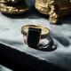 10k Gold- ANTIQUE Victorian Mourning Ring -Black Onyx Ring -Signet -Size 7 -1.5g