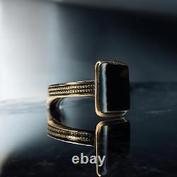 10k Gold- ANTIQUE Victorian Mourning Ring -Black Onyx Ring -Signet -Size 7 -1.5g