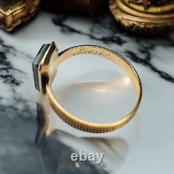 10k Gold- ANTIQUE Victorian Mourning Ring -Black Onyx Ring -Signet -Size 7 -1.5g