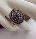 14K GOLD ANTIQUE VICTORIAN GARNET RING MOURNING JEWELRY 900 SZ 6 8g