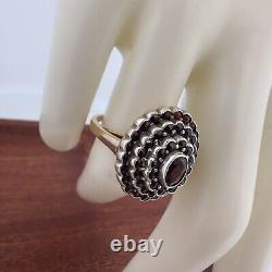 14K GOLD ANTIQUE VICTORIAN GARNET RING MOURNING JEWELRY 900 SZ 6 8g