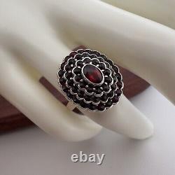 14K GOLD ANTIQUE VICTORIAN GARNET RING MOURNING JEWELRY 900 SZ 6 8g