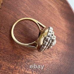 14K GOLD ANTIQUE VICTORIAN GARNET RING MOURNING JEWELRY 900 SZ 6 8g