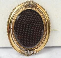 14k Gold 1800's Hair Mourning Jewelry Brooch / Pin Victorian