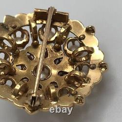 14k Gold Victorian Mourning Brooch Pendant Pearl Black Enamel