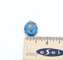 14k Yellow Gold Victorian Mourning Hair blue enamel locket 4.26g Stk#AU477