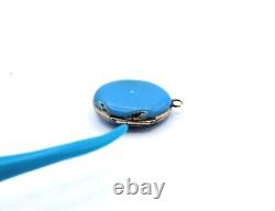 14k Yellow Gold Victorian Mourning Hair blue enamel locket 4.26g Stk#AU477