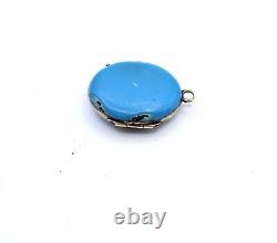 14k Yellow Gold Victorian Mourning Hair blue enamel locket 4.26g Stk#AU477