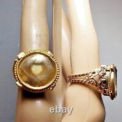 1880 Victorian Mourning Hair Brooch Ring Gold Fill Mourning Altered Brooch Ring