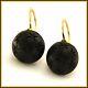 18k Yellow GOLD and Black JET Antique Victorian Mourning Jewelry Dangle Earrings