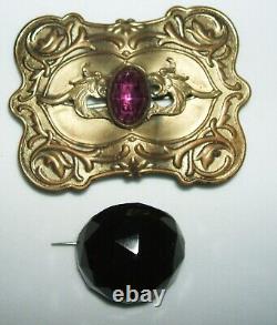 ANTIQUE COSTUME JEWELRY LOT Mourning Brooch Victorian Necklace Sash Pin MUST SEE