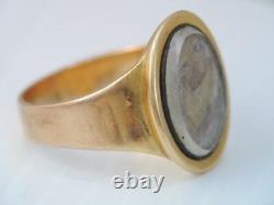 ANTIQUE VICTORIAN SOLID 10K GOLD BRAIDED HAIR MOURNING RING sz 6 1/4