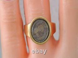 ANTIQUE VICTORIAN SOLID 10K GOLD BRAIDED HAIR MOURNING RING sz 6 1/4