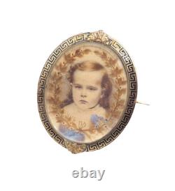 AU191 Victorian 1867-1870 14kt gold mourning portrait brooch