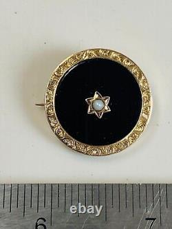 Amazingly Unique Victorian Solid 10K Gold Mourning Pin Brooch. 6.5 Gram K10