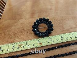 Antique 1930's mourning bead set replica of the victorian era barrel clasp