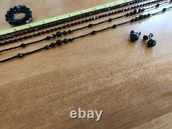 Antique 1930's mourning bead set replica of the victorian era barrel clasp