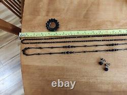 Antique 1930's mourning bead set replica of the victorian era barrel clasp