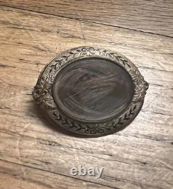 Antique 19th C Victorian 14K Gold Mourning Brooch Pin Plaited Woven Hair