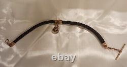 Antique CIVIL War Era Woven Real Hair Mourning Watch Chain W Fob Victorian