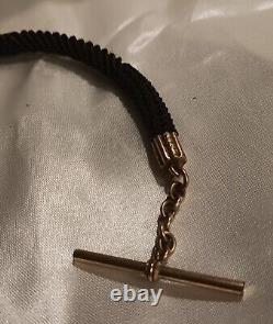 Antique CIVIL War Era Woven Real Hair Mourning Watch Chain W Fob Victorian