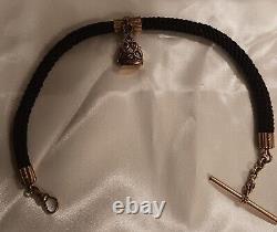 Antique CIVIL War Era Woven Real Hair Mourning Watch Chain W Fob Victorian