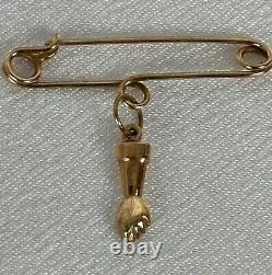 Antique Edwardian 18K Gold Infant Mourning Brooch Pin RARE From Tijuca Brazil