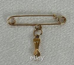 Antique Edwardian 18K Gold Infant Mourning Brooch Pin RARE From Tijuca Brazil