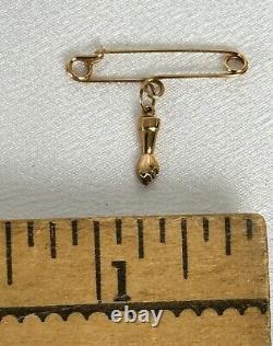 Antique Edwardian 18K Gold Infant Mourning Brooch Pin RARE From Tijuca Brazil