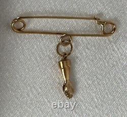 Antique Edwardian 18K Gold Infant Mourning Brooch Pin RARE From Tijuca Brazil