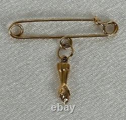 Antique Edwardian 18K Gold Infant Mourning Brooch Pin RARE From Tijuca Brazil