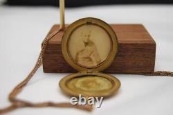 Antique Gold Fill Locket Crescent Moon Hair Photo Signed JMF Co