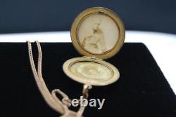 Antique Gold Fill Locket Crescent Moon Hair Photo Signed JMF Co