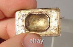 Antique Gold or Gold Filled Mourning Jewelry Hair Engraved Victorian