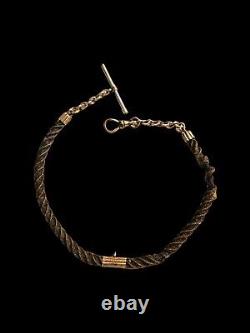 Antique Human Hair Memorial Mourning Watch Fob Chain