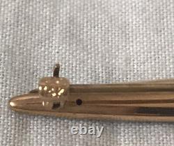 Antique Krementz 14K Gold Black Enamel Seed Pearl Mourning Bar Pin Brooch