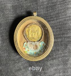 Antique Memento Mori Pendant RARE Soldier Mourning Assemblage Albany NY Button