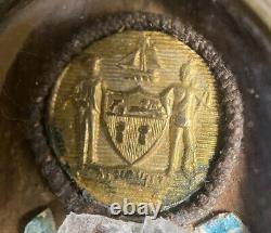 Antique Memento Mori Pendant RARE Soldier Mourning Assemblage Albany NY Button