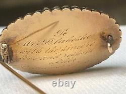 Antique Natural Pearl & Hair 14KT Y Gold STUDENT COMMERATIVE Mourning Brooch