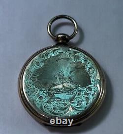 Antique Rare Victorian Mourning Daguerreotype Pocket Watch Style Locket Pendant