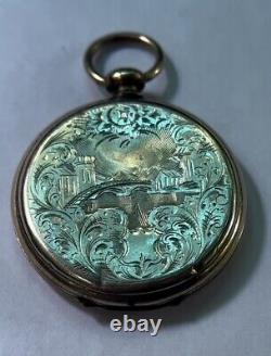 Antique Rare Victorian Mourning Daguerreotype Pocket Watch Style Locket Pendant