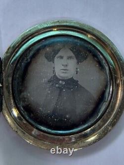 Antique Rare Victorian Mourning Daguerreotype Pocket Watch Style Locket Pendant