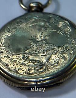 Antique Rare Victorian Mourning Daguerreotype Pocket Watch Style Locket Pendant