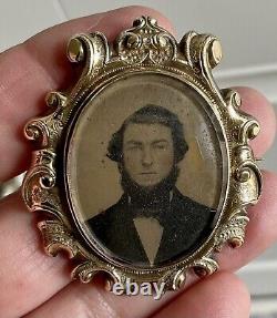 Antique Victorian 10K Gold Portrait Mourning Pin Buy Yourself A New Relative