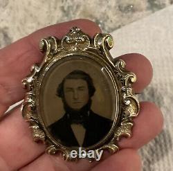 Antique Victorian 10K Gold Portrait Mourning Pin Buy Yourself A New Relative